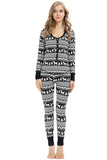 Button Down Front Reindeer&Tree Print Christmas Pajamas Set