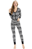 Button Down Front Reindeer&Tree Print Christmas Pajamas Set