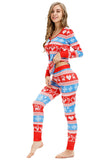 Ensemble de pyjama de Noël boutonné à imprimé flocon de neige et renne rouge