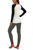 Striped Reindeer Christmas Pajama Set Black