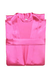 Wrap Pocket Half Sleeve Bath Satin Robe Sleepwear Rose Red