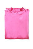 Wrap Pocket Half Sleeve Bath Satin Robe Sleepwear Rose Red