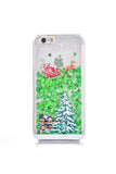 Glitter Stars Christmas Tree Reindeer Print Case For iPhone Light Green