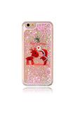 Glitter Merry Christmas Reindeer Print Transparent Case For iPhone Pink