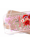 Glitter Merry Christmas Reindeer Print Transparent Case For iPhone Pink