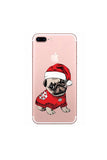 Christmas Cute Dog Print Transparent Case For iPhone Dark Green