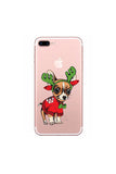 Christmas Cute Dog Print Transparent Case For iPhone Green
