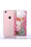 Glitter Stars Christmas Tree Santa Claus Print Case For iPhone Pink