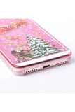 Glitter Stars Christmas Tree Santa Claus Print Case For iPhone Pink
