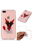 Christmas Gift Reindeer Print Transparent Soft Case For iPhone White