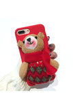 Fashion Merry Christmas Plush Doll Reindeer Case For iPhone Red