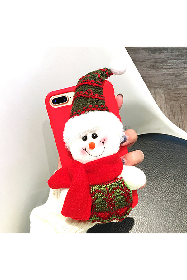 Fashion Merry Christmas Plush Doll Snowman Case For iPhone White