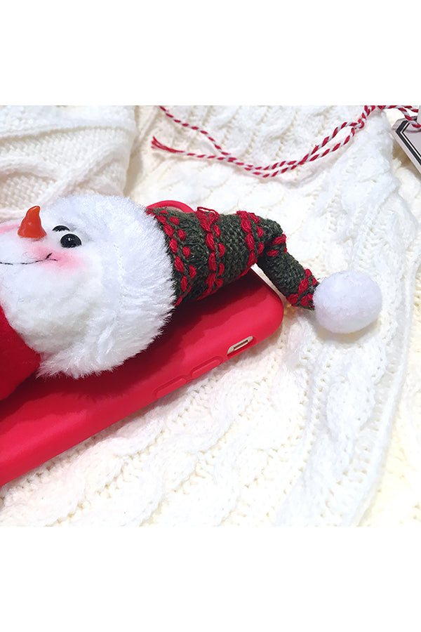 Fashion Merry Christmas Plush Doll Snowman Case For iPhone White