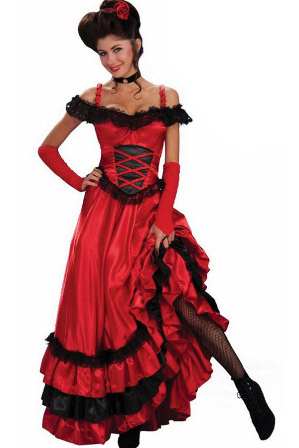 Sexy Deluxe Red Saloon Girl Gypsy Halloween Costume