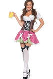 Pink Sexy Ladies German Beer Girl Maid Costume