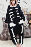 Black Cool Ladies Pajamas Halloween Skull Jumpsuit Costume