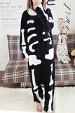 Black Cool Ladies Pajamas Halloween Skull Jumpsuit Costume