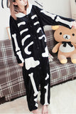 Black Cool Ladies Pajamas Halloween Skull Jumpsuit Costume