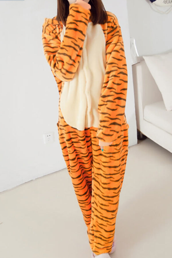 Yellow Naughty Girls Pajamas Jumping Tiger Halloween Jumpsuit Costume