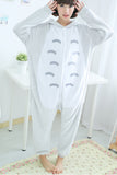 Gray Cute Pajamas Comfortable Flannel Totoro Jumpsuit Costume