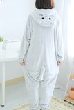 Gray Cute Pajamas Comfortable Flannel Totoro Jumpsuit Costume