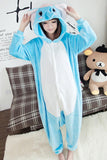 Blue Cute Womens Flannel Pajamas Elephant Dumbo Jumpsuit Costume