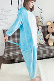 Blue Cute Womens Flannel Pajamas Elephant Dumbo Jumpsuit Costume