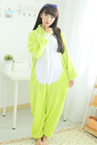 Green Cute Ladies Flannel Pajamas Comfortable Frog Jumpsuit Costume