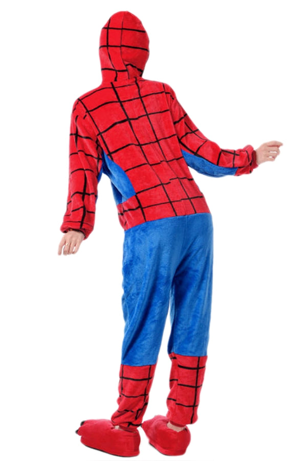 Red Fashion Womens Flannel Spiderman Halloween Jumpsuit Costume