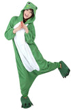 Womens Hooded Onesies Frog Pajamas Animal Costume Green