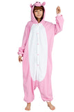 Womens Cute Cartoon Hooded Pig Pajamas Jumpsuit Costume Pink