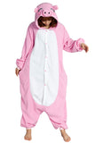 Womens Cute Cartoon Hooded Pig Pajamas Jumpsuit Costume Pink