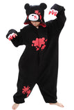 Womens Hooded Scared Gloomy Bear Pajamas Jumpsuit Costume Black