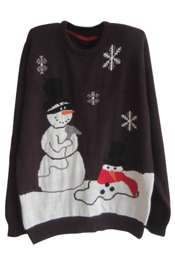 Coffee Womens Crew Neck Pullover Snowman Ugly Christmas Sweater