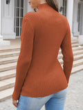 Womens Plain High Collar Long Sleeve Cable Knit Pullover Sweater White