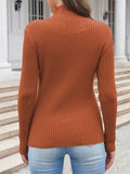 Womens Plain High Collar Long Sleeve Cable Knit Pullover Sweater White
