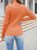 Womens Plain High Collar Long Sleeve Cable Knit Pullover Sweater White