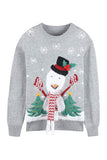 Womens Crew Neck Snowman Snowflake Ugly Christmas Sweater Gray