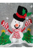 Womens Crew Neck Snowman Snowflake Ugly Christmas Sweater Gray