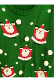 Womens Crew Neck Pom Pom Santa Ugly Christmas Sweater Green