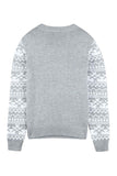 Women Crew Neck Reindeer Snowflake Ugly Christmas Sweater Gray
