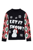 Womens Snowman Snowflake Ugly Christmas Sweater Black