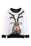 Womens Small Bell Reindeer Ugly Christmas Sweater White