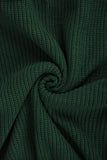 Womens Thicken High Collar Long Sleeve Plain Sweater Dress Dark Green