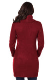 Womens Cowl Neck Cable Knit Bodycon Mini Sweater Dress Jumper