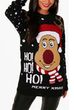 Reindeer Ugly Christmas Pullover Sweater Black
