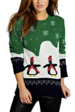 Christmas Penguin Snowflake Sweater Green