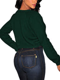 PSE2440DN-L, PSE2440DN-M, PSE2440DN-S, PSE2440DN-XL, Dark green Women's Cropped Cable Knit Raglan Sleeve Sweater