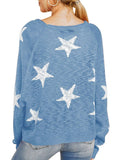 Women's Star Print Scoop Neck Lightweight Sweater