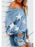 Women's Star Print Scoop Neck Lightweight Sweater